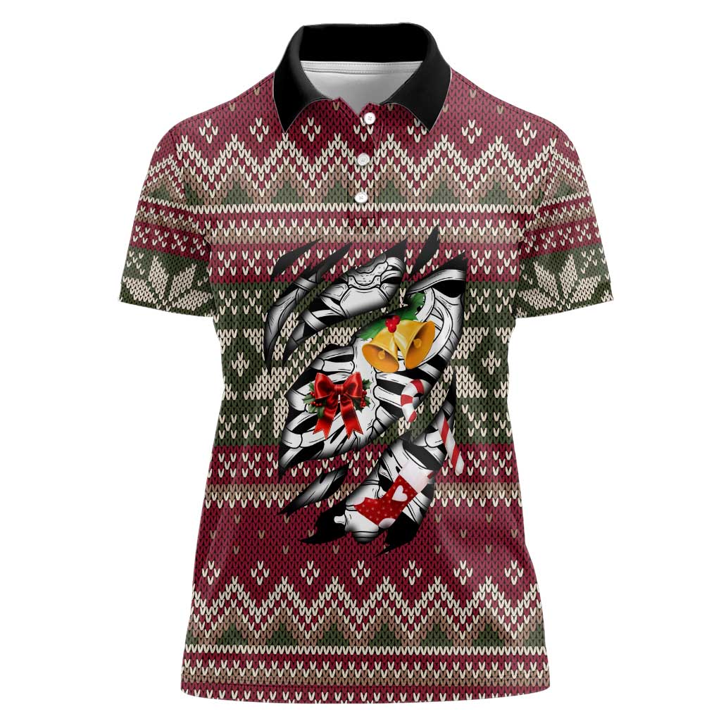 Skeleton Candy Cane Christmas Women Polo Shirt Xmas Holiday Patterns - Wonder Print Shop