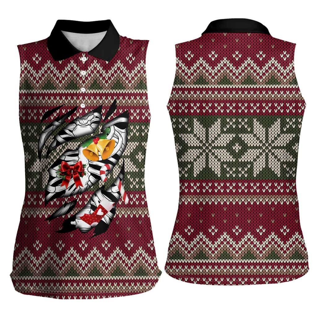Skeleton Candy Cane Christmas Women Sleeveless Polo Shirt Xmas Holiday Patterns - Wonder Print Shop