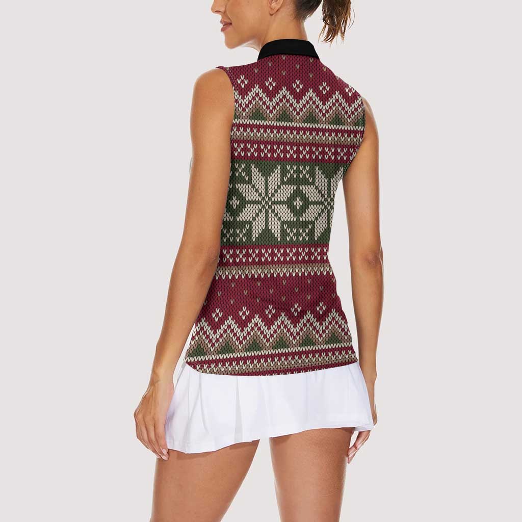 Skeleton Candy Cane Christmas Women Sleeveless Polo Shirt Xmas Holiday Patterns - Wonder Print Shop