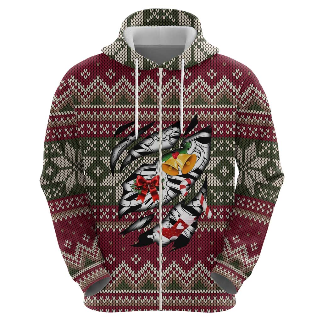 Skeleton Candy Cane Christmas Zip Hoodie Xmas Holiday Patterns - Wonder Print Shop