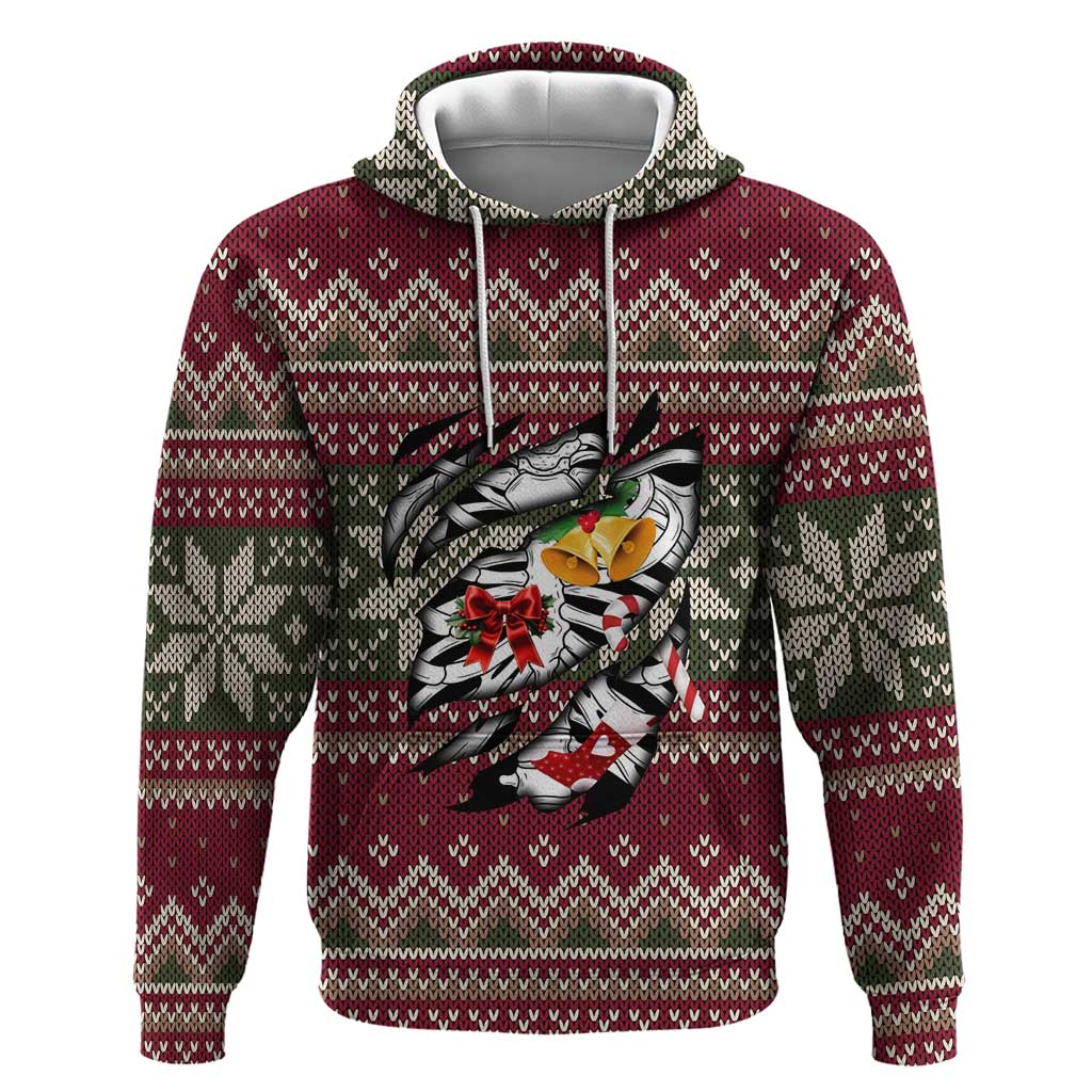 Skeleton Candy Cane Christmas Zip Hoodie Xmas Holiday Patterns - Wonder Print Shop
