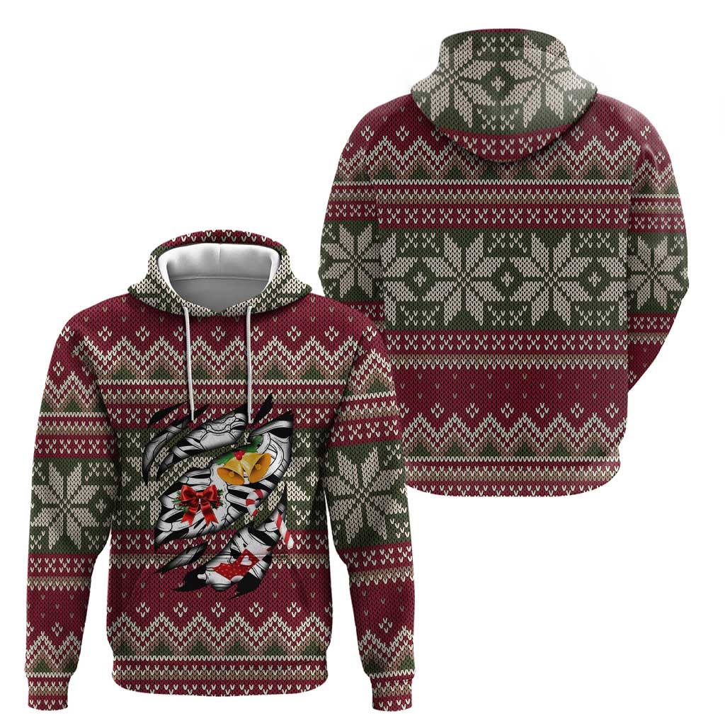 Skeleton Candy Cane Christmas Zip Hoodie Xmas Holiday Patterns - Wonder Print Shop