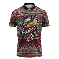 Skeleton Candy Cane Christmas Zipper Polo Shirt Xmas Holiday Patterns - Wonder Print Shop