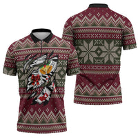 Skeleton Candy Cane Christmas Zipper Polo Shirt Xmas Holiday Patterns - Wonder Print Shop