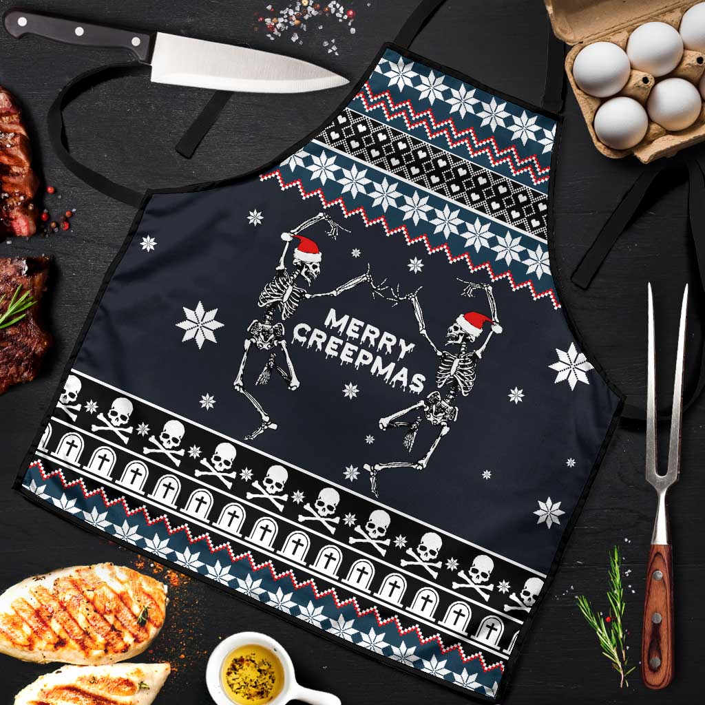 Skeleton Merry Creepmas Christmas Apron Xmas Holiday Patterns - Wonder Print Shop