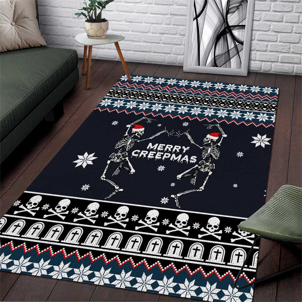 Skeleton Merry Creepmas Christmas Area Rug Xmas Holiday Patterns - Wonder Print Shop