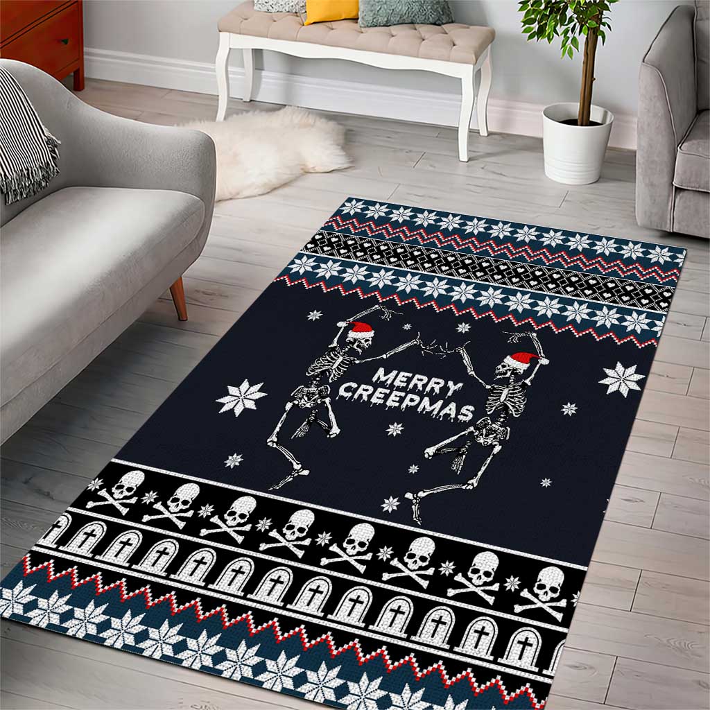 Skeleton Merry Creepmas Christmas Area Rug Xmas Holiday Patterns - Wonder Print Shop