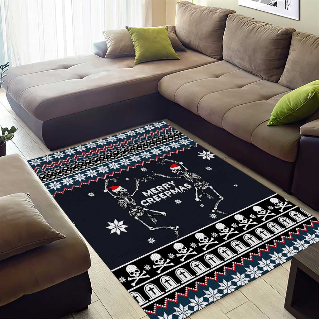 Skeleton Merry Creepmas Christmas Area Rug Xmas Holiday Patterns - Wonder Print Shop
