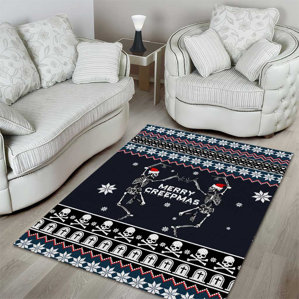 Skeleton Merry Creepmas Christmas Area Rug Xmas Holiday Patterns - Wonder Print Shop