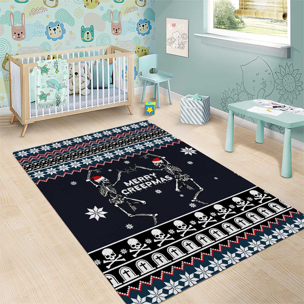 Skeleton Merry Creepmas Christmas Area Rug Xmas Holiday Patterns - Wonder Print Shop