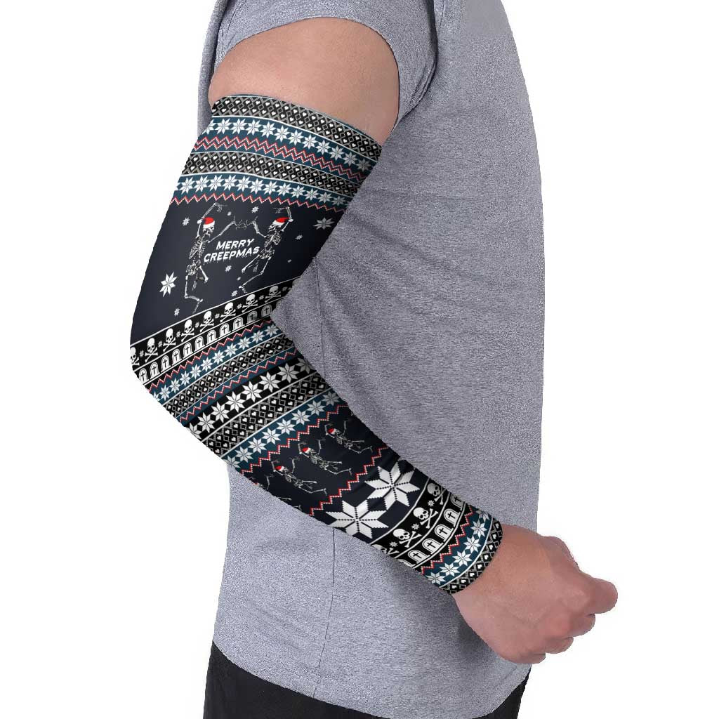 Skeleton Merry Creepmas Christmas Arm Sleeves Xmas Holiday Patterns - Wonder Print Shop