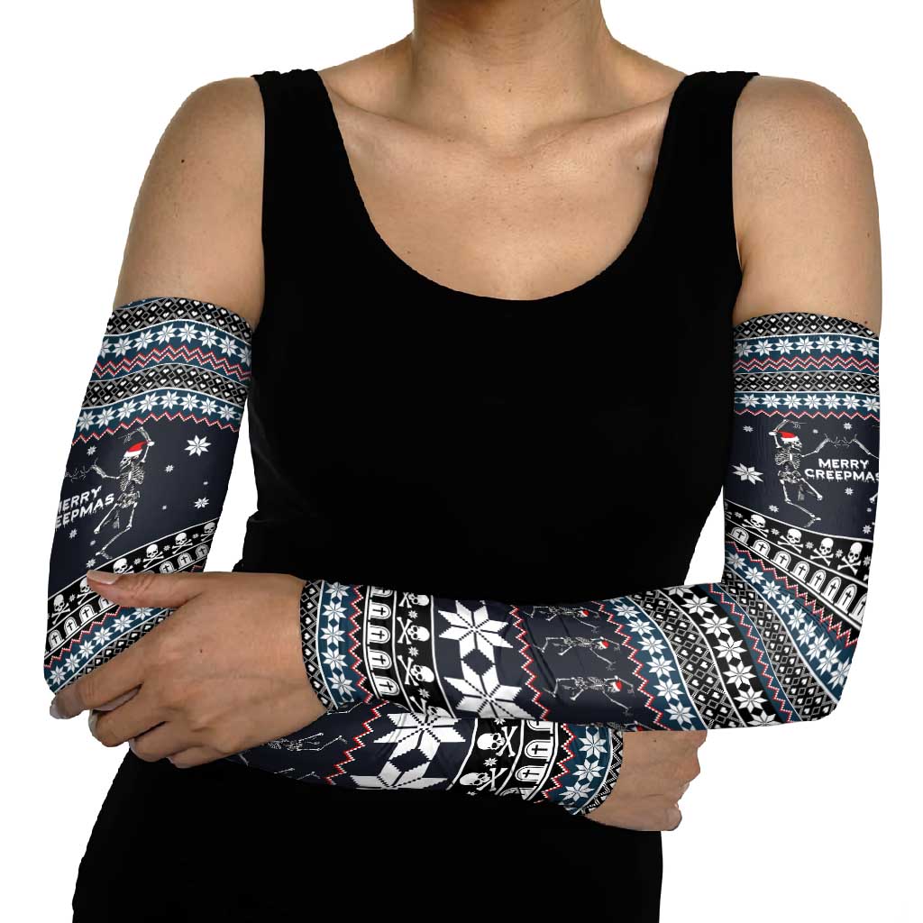 Skeleton Merry Creepmas Christmas Arm Sleeves Xmas Holiday Patterns - Wonder Print Shop