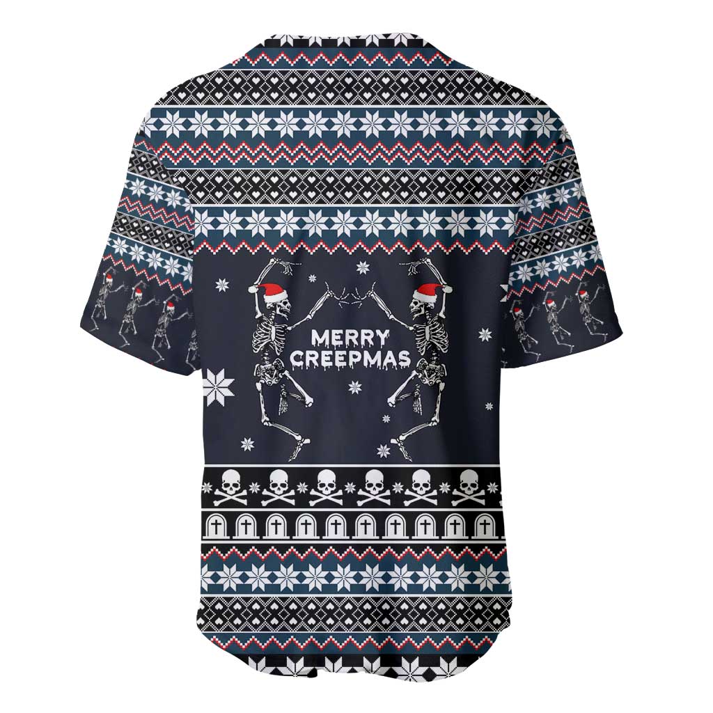 Skeleton Merry Creepmas Christmas Baseball Jersey Xmas Holiday Patterns - Wonder Print Shop
