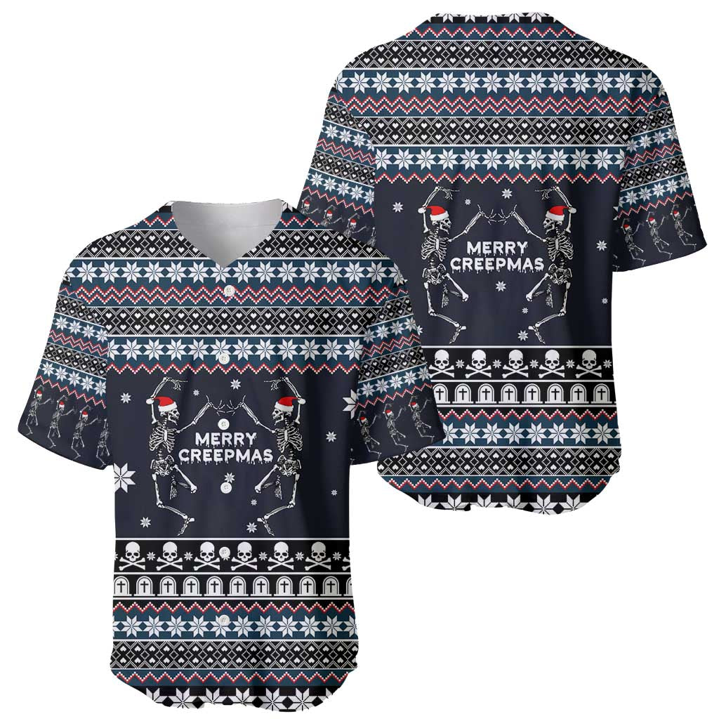 Skeleton Merry Creepmas Christmas Baseball Jersey Xmas Holiday Patterns - Wonder Print Shop
