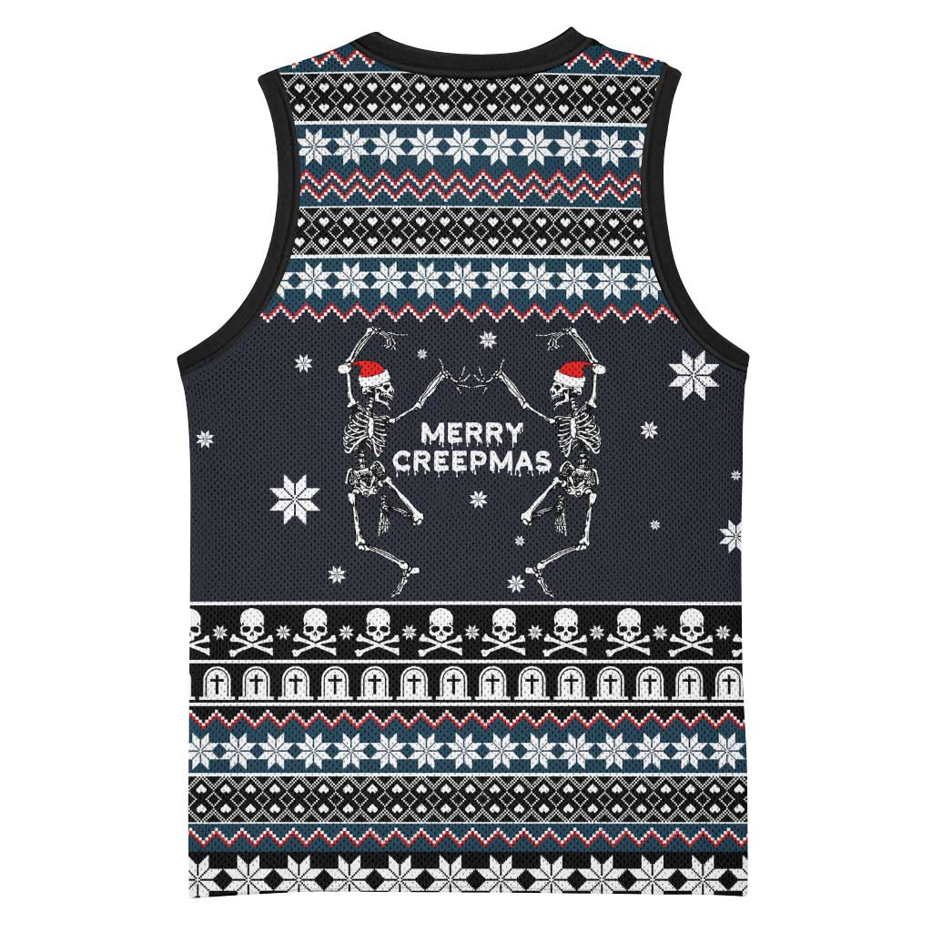 Skeleton Merry Creepmas Christmas Basketball Jersey Xmas Holiday Patterns - Wonder Print Shop