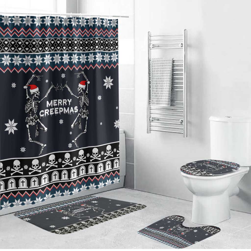 Skeleton Merry Creepmas Christmas Bathroom Set Xmas Holiday Patterns - Wonder Print Shop