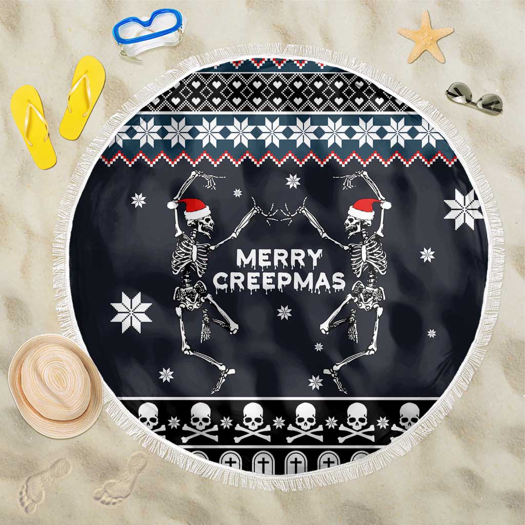 Skeleton Merry Creepmas Christmas Beach Blanket Xmas Holiday Patterns - Wonder Print Shop