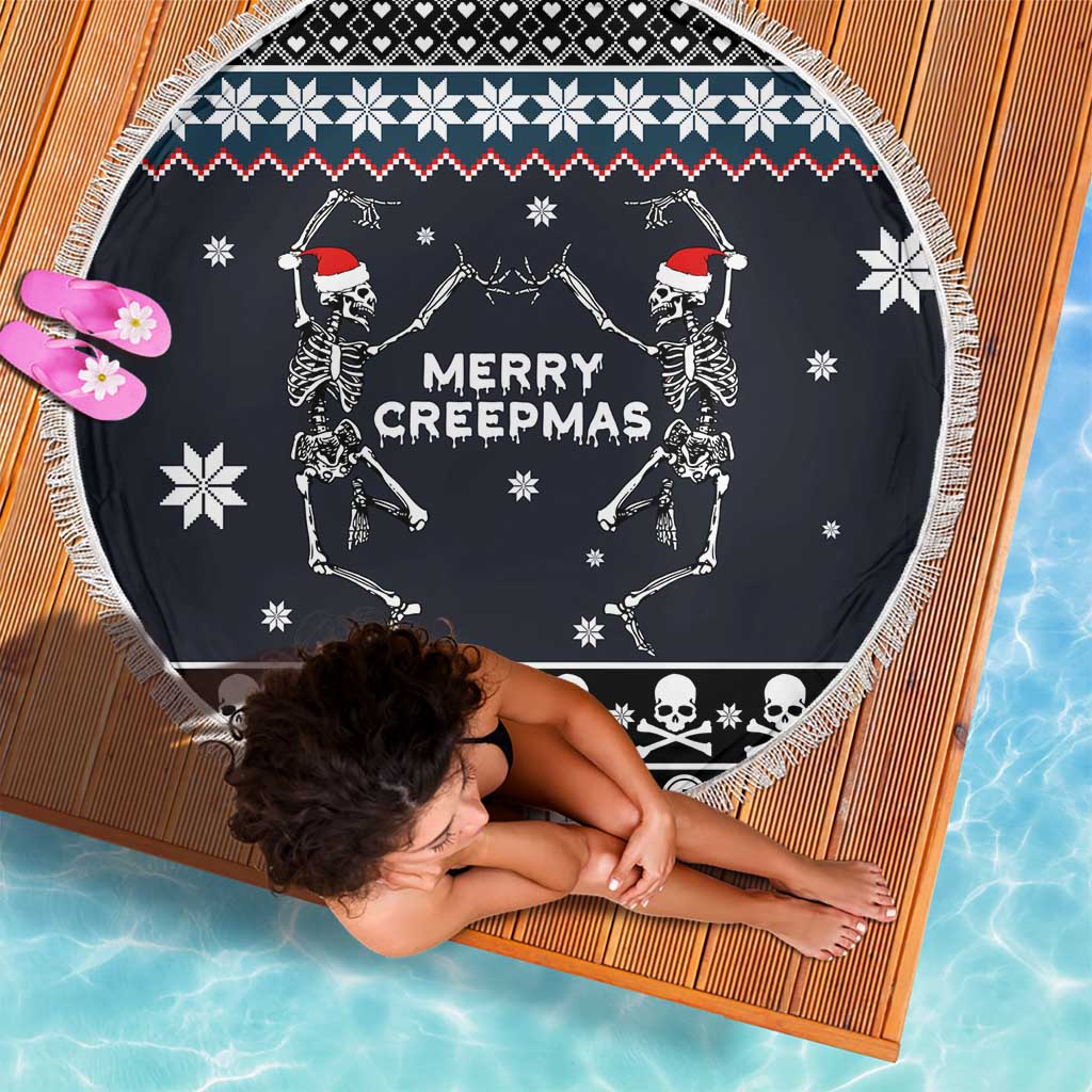 Skeleton Merry Creepmas Christmas Beach Blanket Xmas Holiday Patterns - Wonder Print Shop