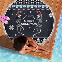 Skeleton Merry Creepmas Christmas Beach Blanket Xmas Holiday Patterns - Wonder Print Shop