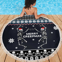 Skeleton Merry Creepmas Christmas Beach Blanket Xmas Holiday Patterns - Wonder Print Shop
