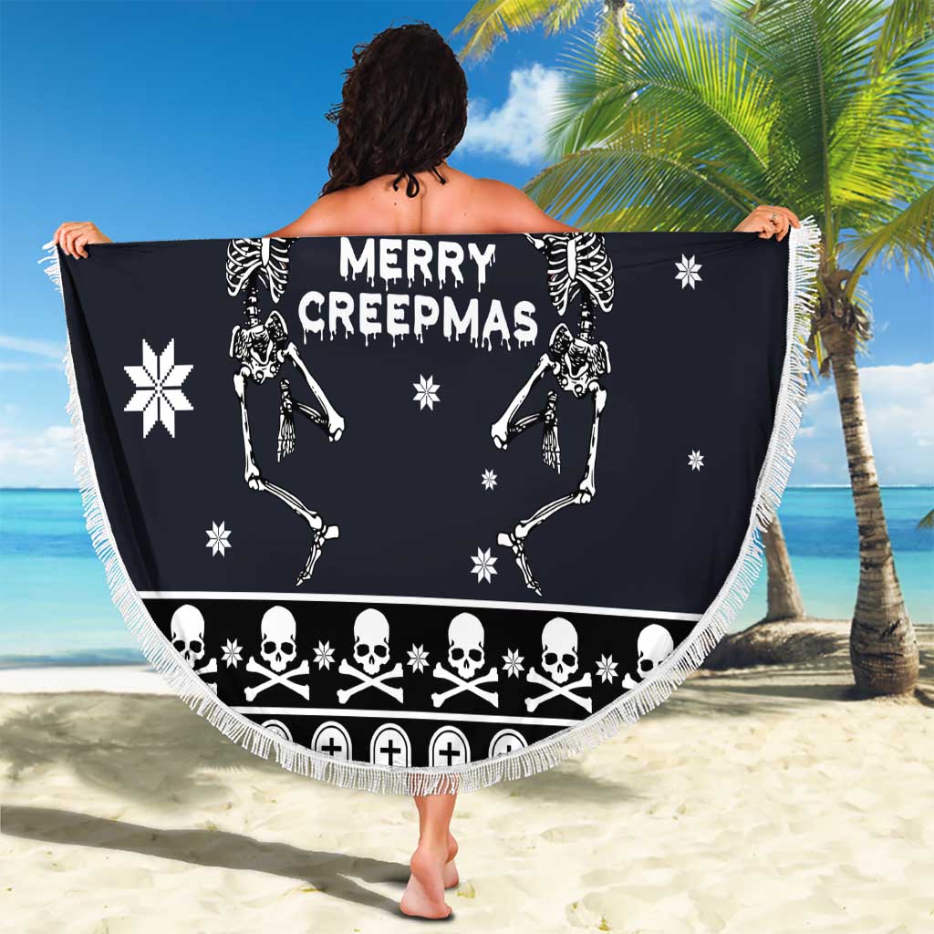 Skeleton Merry Creepmas Christmas Beach Blanket Xmas Holiday Patterns - Wonder Print Shop
