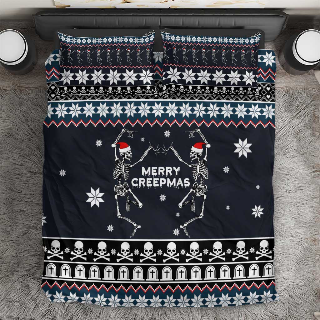 Skeleton Merry Creepmas Christmas Bedding Set Xmas Holiday Patterns - Wonder Print Shop