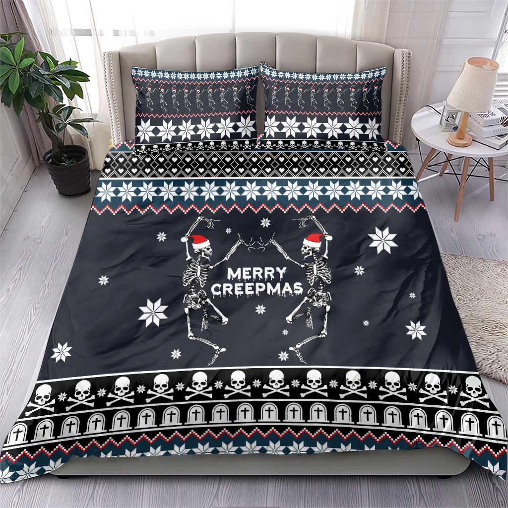 Skeleton Merry Creepmas Christmas Bedding Set Xmas Holiday Patterns - Wonder Print Shop
