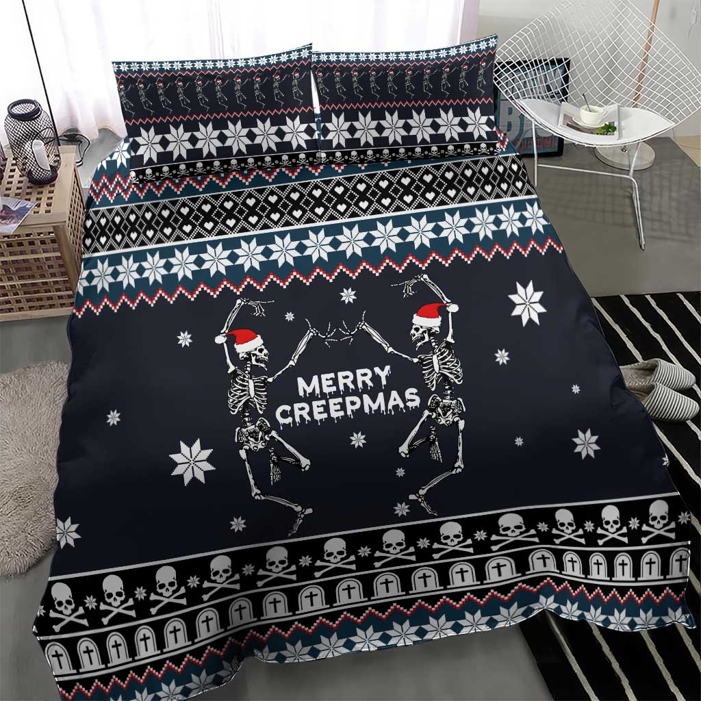 Skeleton Merry Creepmas Christmas Bedding Set Xmas Holiday Patterns - Wonder Print Shop