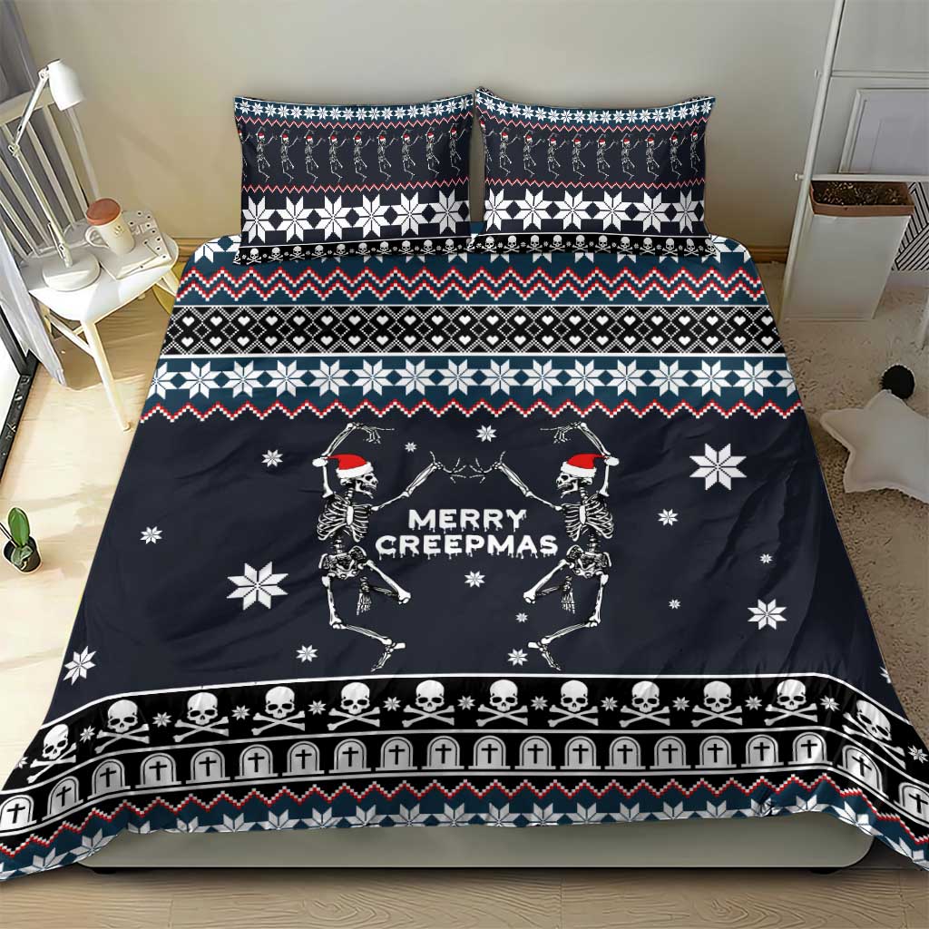 Skeleton Merry Creepmas Christmas Bedding Set Xmas Holiday Patterns - Wonder Print Shop