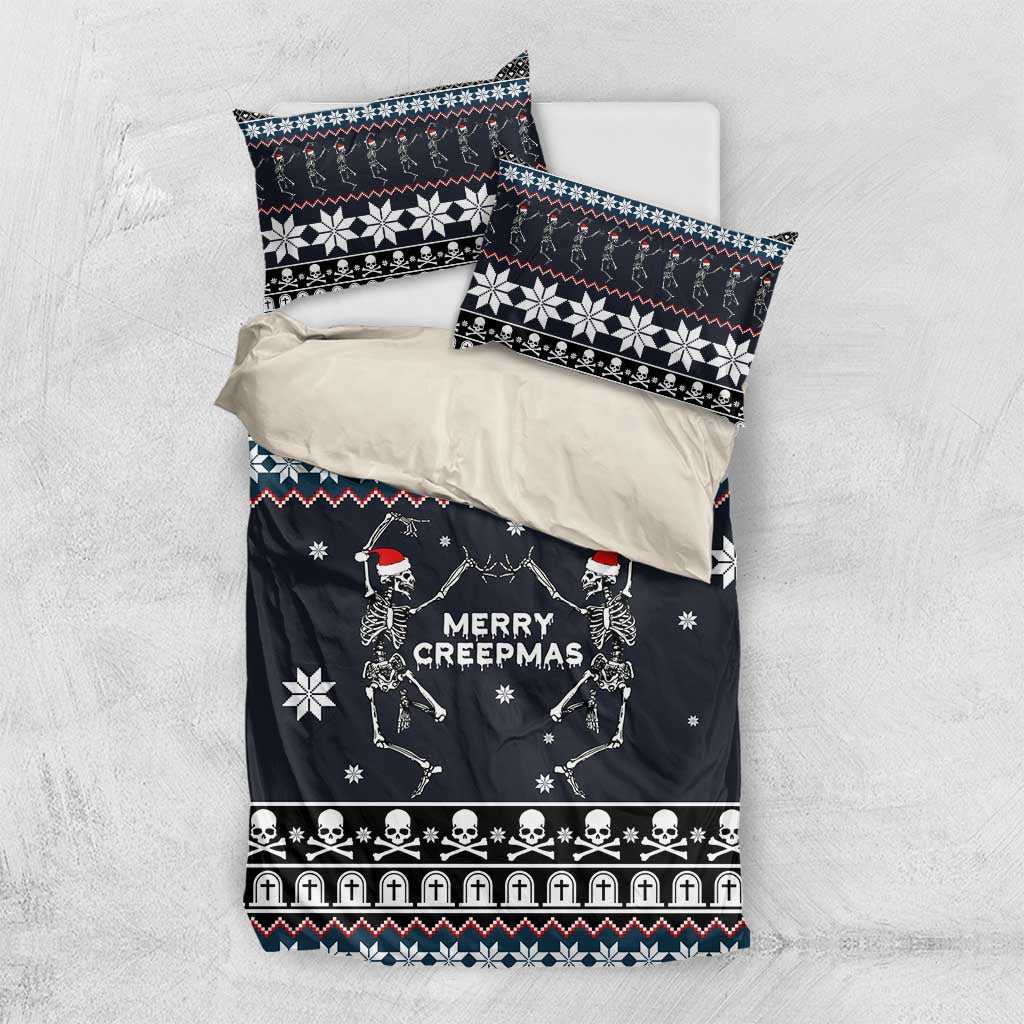 Skeleton Merry Creepmas Christmas Bedding Set Xmas Holiday Patterns - Wonder Print Shop
