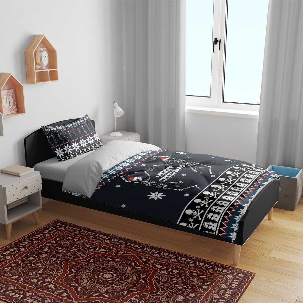 Skeleton Merry Creepmas Christmas Bedding Set Xmas Holiday Patterns - Wonder Print Shop
