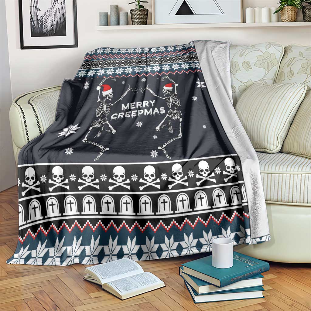 Skeleton Merry Creepmas Christmas Blanket Xmas Holiday Patterns - Wonder Print Shop
