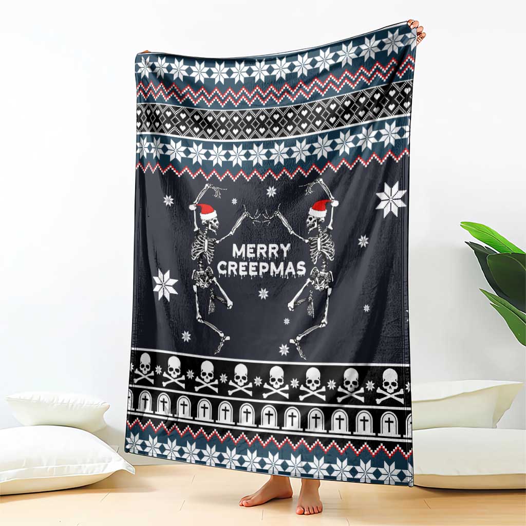 Skeleton Merry Creepmas Christmas Blanket Xmas Holiday Patterns - Wonder Print Shop