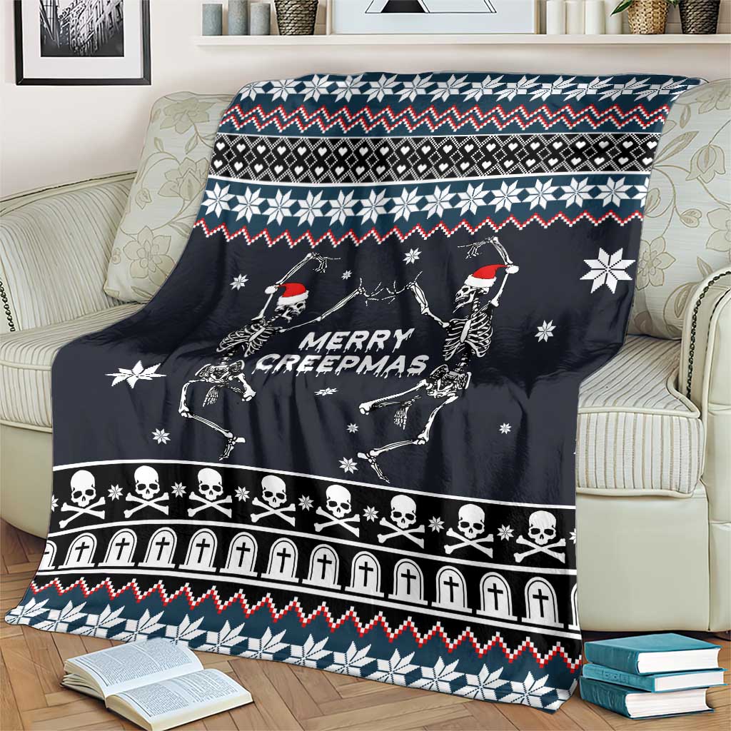 Skeleton Merry Creepmas Christmas Blanket Xmas Holiday Patterns - Wonder Print Shop