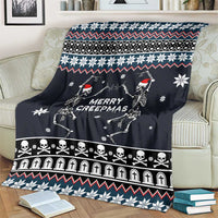 Skeleton Merry Creepmas Christmas Blanket Xmas Holiday Patterns - Wonder Print Shop