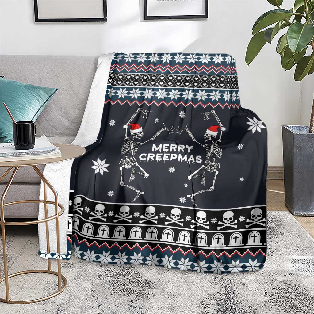 Skeleton Merry Creepmas Christmas Blanket Xmas Holiday Patterns - Wonder Print Shop