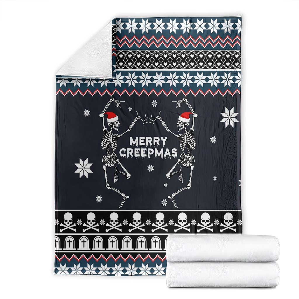 Skeleton Merry Creepmas Christmas Blanket Xmas Holiday Patterns - Wonder Print Shop