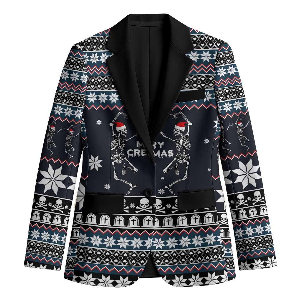 Skeleton Merry Creepmas Christmas Blazer Xmas Holiday Patterns - Wonder Print Shop