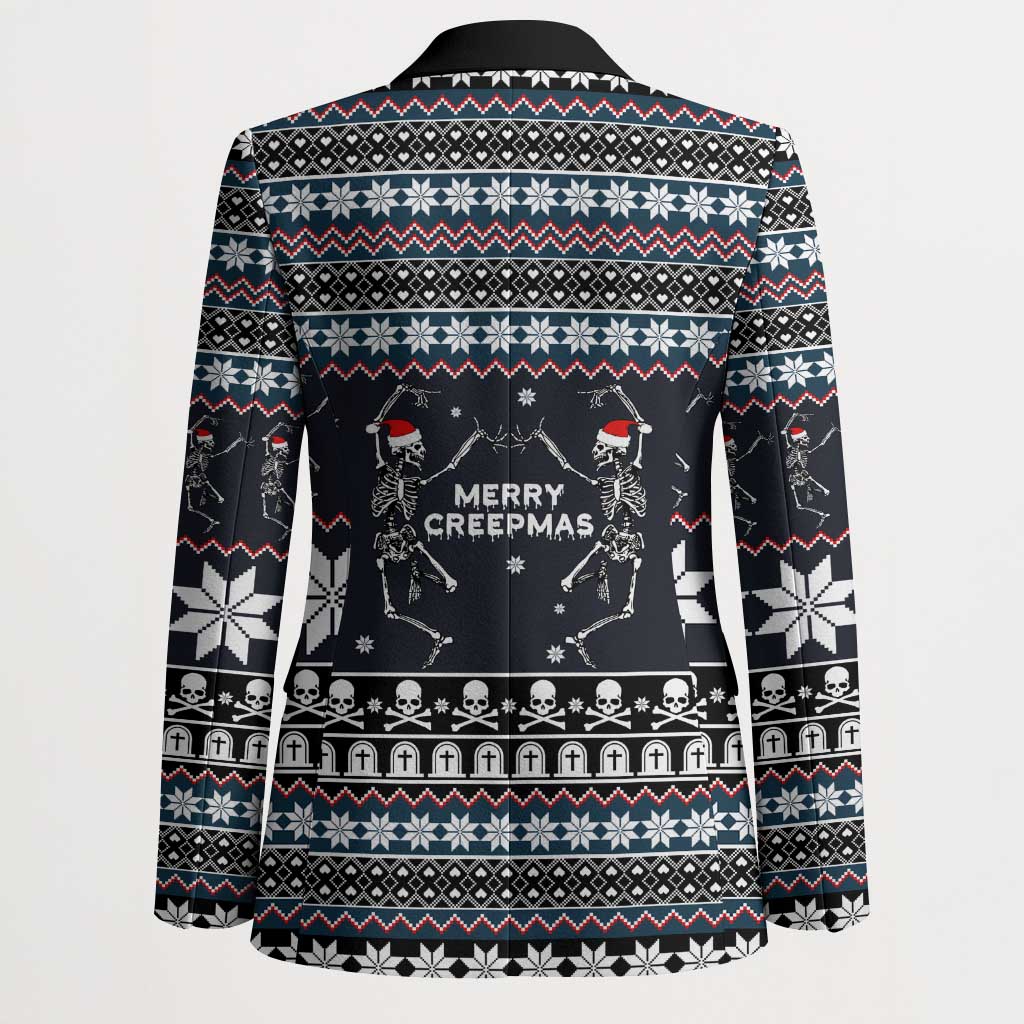Skeleton Merry Creepmas Christmas Blazer Xmas Holiday Patterns - Wonder Print Shop