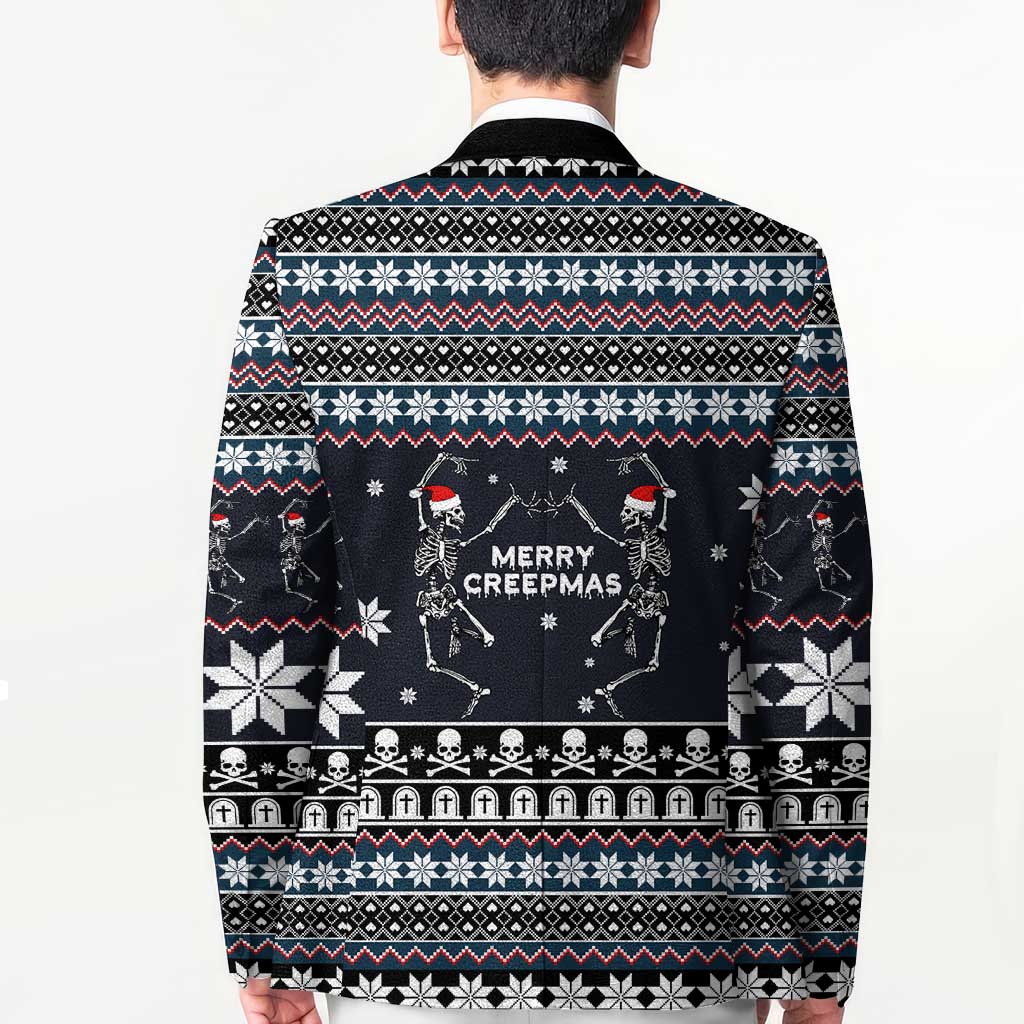 Skeleton Merry Creepmas Christmas Blazer Xmas Holiday Patterns - Wonder Print Shop
