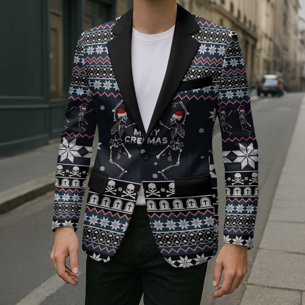 Skeleton Merry Creepmas Christmas Blazer Xmas Holiday Patterns - Wonder Print Shop