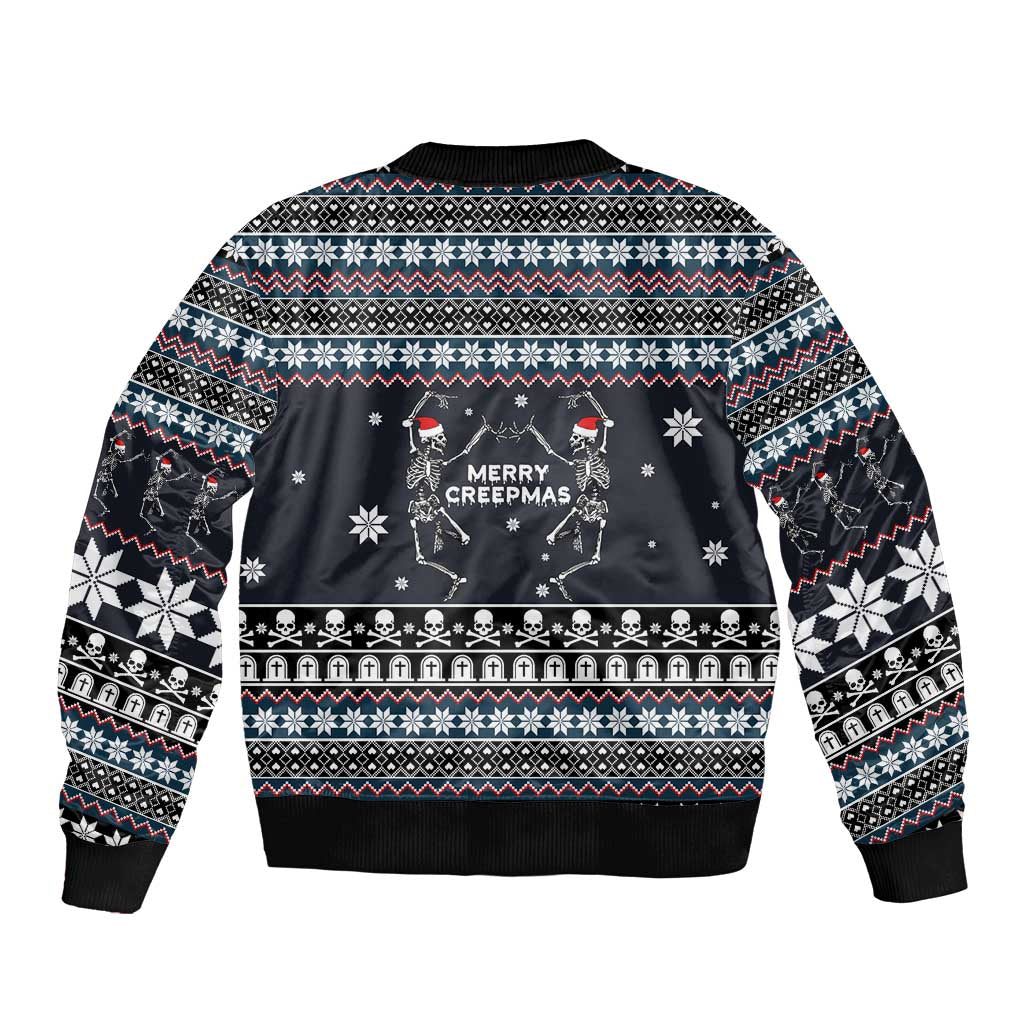 Skeleton Merry Creepmas Christmas Bomber Jacket Xmas Holiday Patterns - Wonder Print Shop