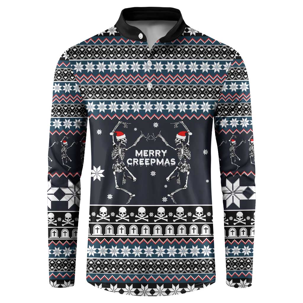 Skeleton Merry Creepmas Christmas Button Sweatshirt Xmas Holiday Patterns - Wonder Print Shop