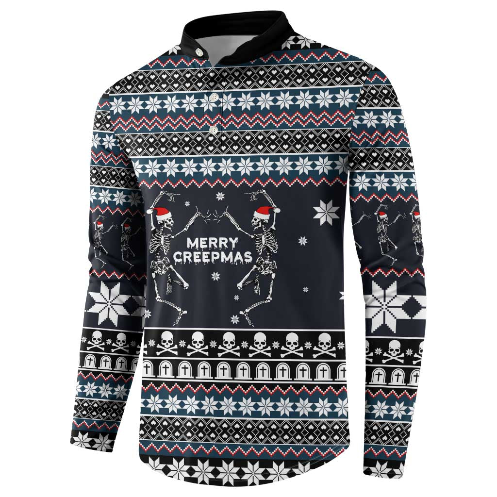 Skeleton Merry Creepmas Christmas Button Sweatshirt Xmas Holiday Patterns - Wonder Print Shop