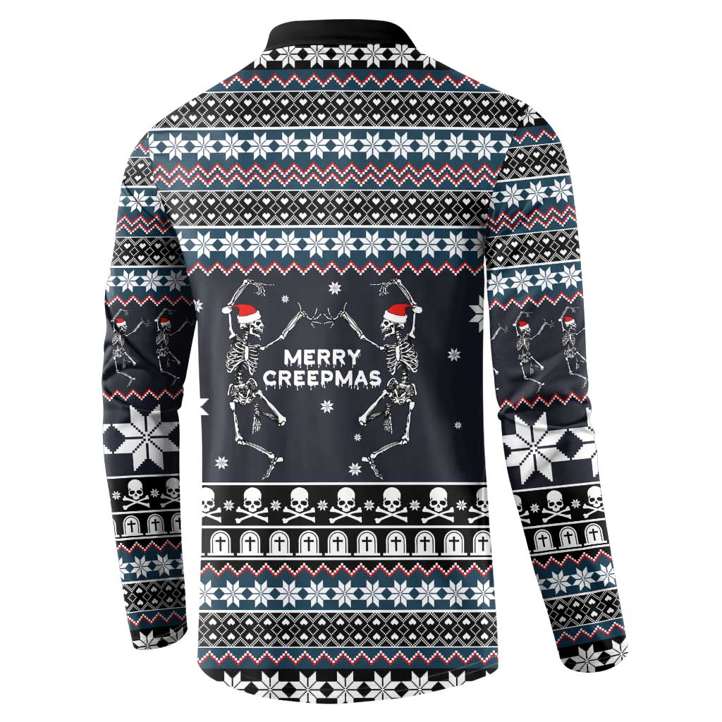 Skeleton Merry Creepmas Christmas Button Sweatshirt Xmas Holiday Patterns - Wonder Print Shop