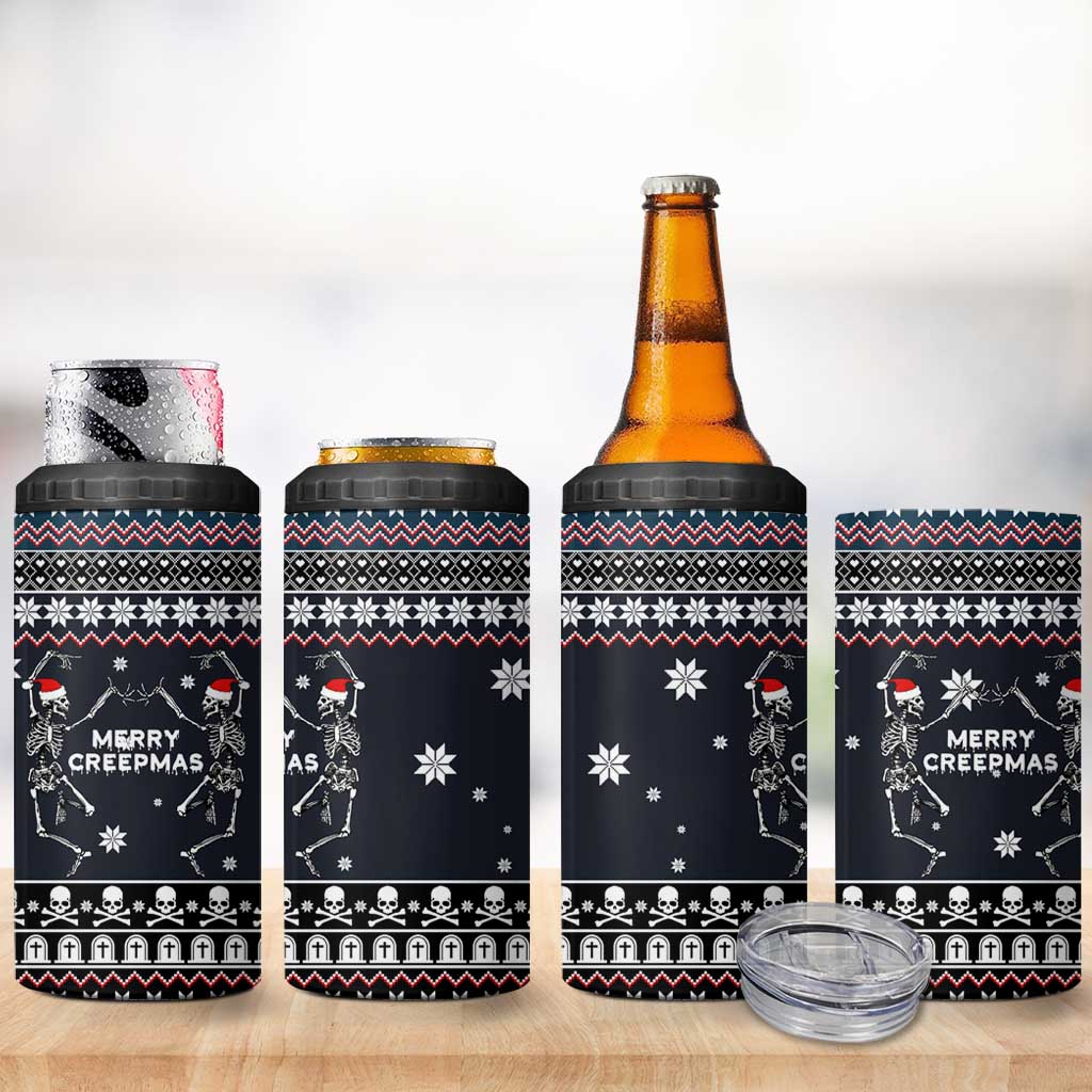 Skeleton Merry Creepmas Christmas 4 in 1 Can Cooler Tumbler Xmas Holiday Patterns - Wonder Print Shop