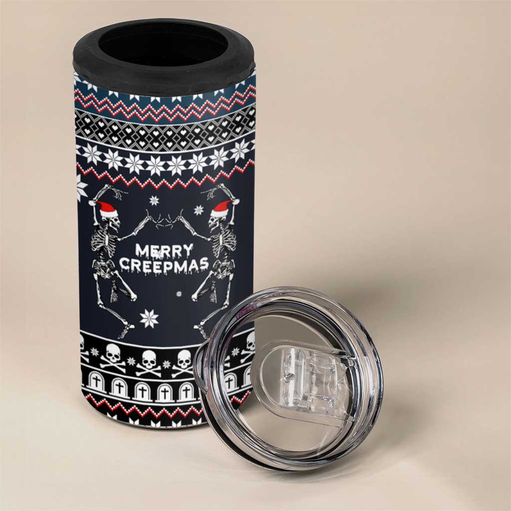 Skeleton Merry Creepmas Christmas 4 in 1 Can Cooler Tumbler Xmas Holiday Patterns - Wonder Print Shop