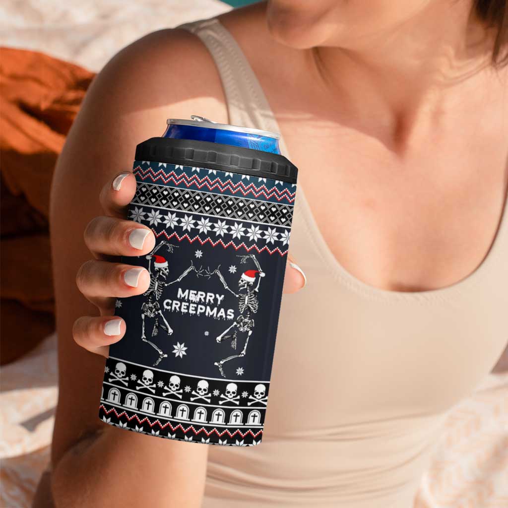 Skeleton Merry Creepmas Christmas 4 in 1 Can Cooler Tumbler Xmas Holiday Patterns - Wonder Print Shop