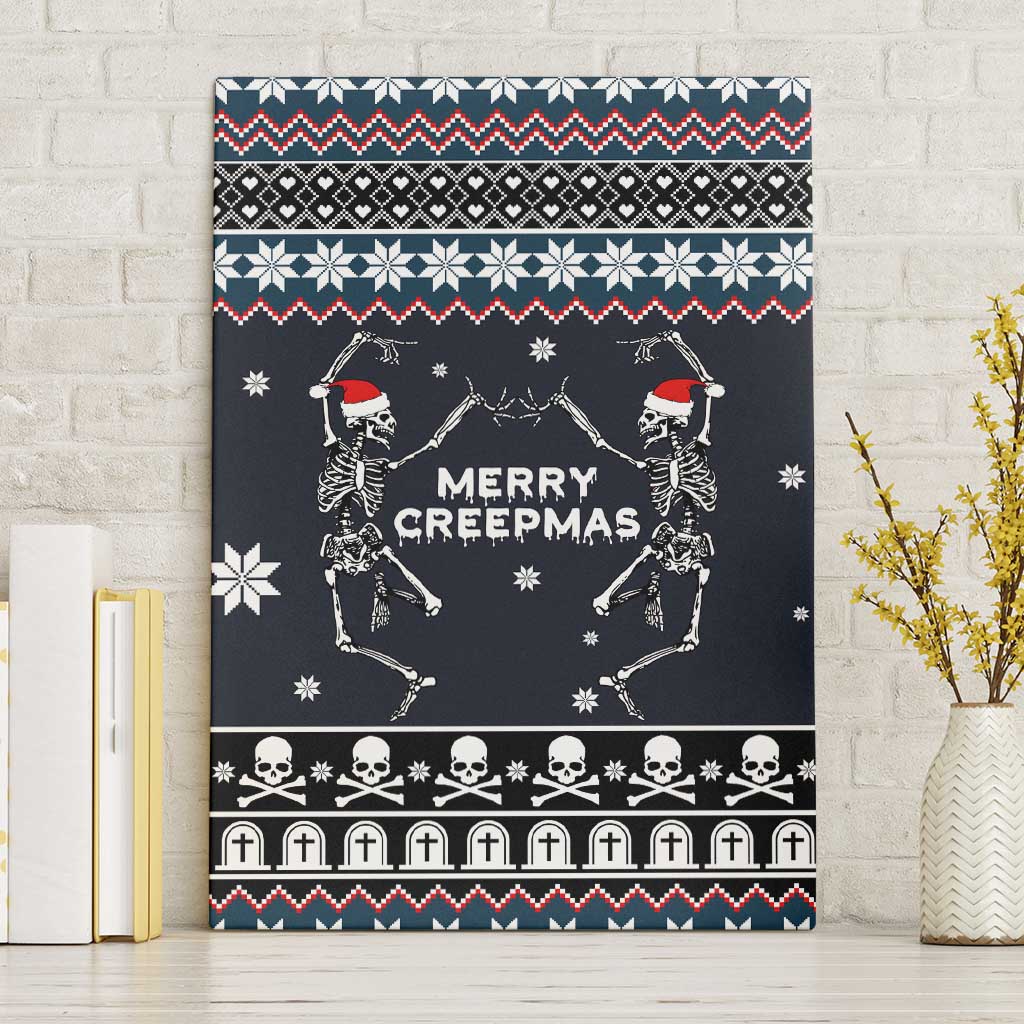 Skeleton Merry Creepmas Christmas Canvas Wall Art Xmas Holiday Patterns - Wonder Print Shop