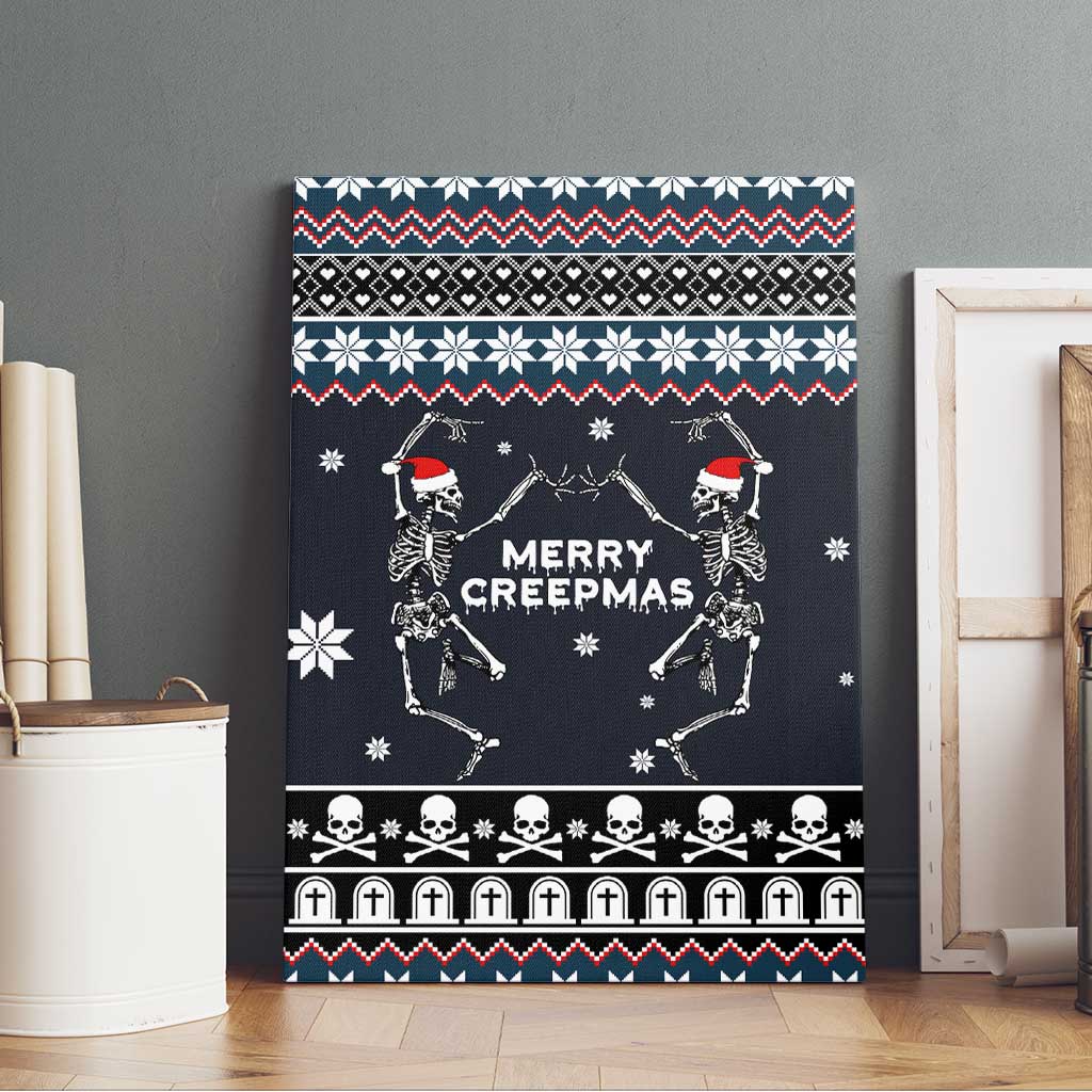 Skeleton Merry Creepmas Christmas Canvas Wall Art Xmas Holiday Patterns - Wonder Print Shop